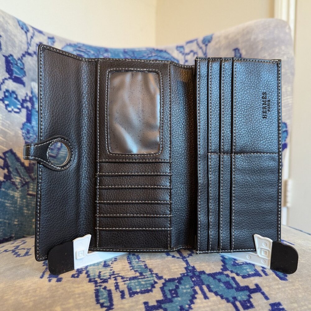 Vintage Hermes black trifold wallet - Picture 2 of 4